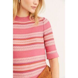 Intimately Free People Winter Warm Bodysuit Mock Neck in Pink Fair Isle Medium